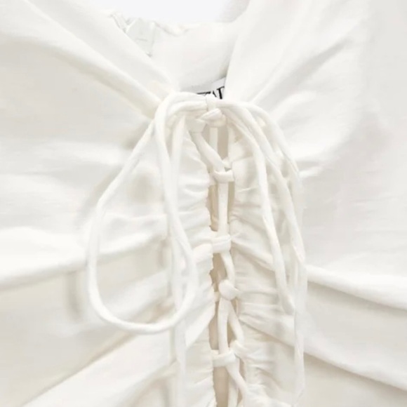 New ZARA Mini Draped Linen Blend Dress - Picture 11 of 11